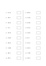 1桁＋2桁の足し算(20問)