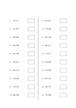 2桁＋2桁の足し算(20問)
