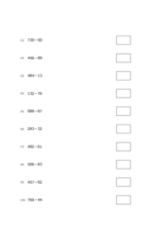 3桁－2桁の引き算(10問)